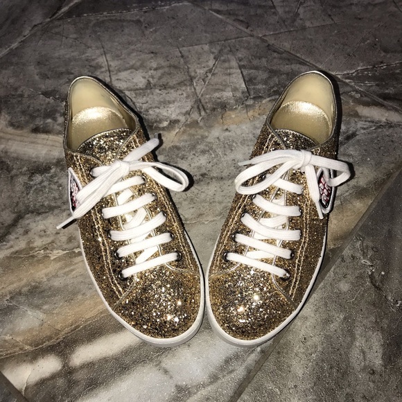 Miu Miu’s Glitter Gold Sneaker - Picture 2 of 6